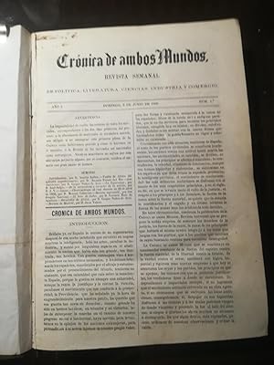 CRÓNICA DE AMBOS MUNDOS. Revista quincenal de política, literatura, ciencias, industria y comercio.