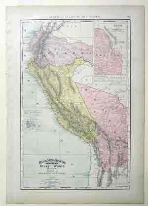 Map of Bolivia, Equador and peru