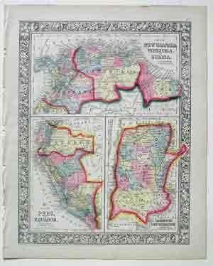 Map of Granada, Venezuela and Guiana