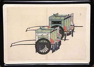 Japanese Carriage watercolor with stencil print