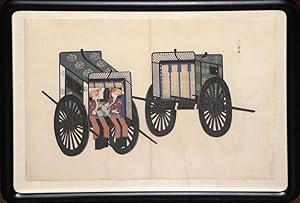 Japanese Carriage watercolor with stencil print