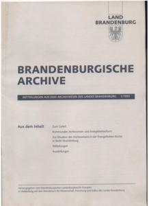 Brandenburgische Archive : Mitteilungen aus dem Archivwesen des Landes Brandenburg; 3/1994. Hrsg....