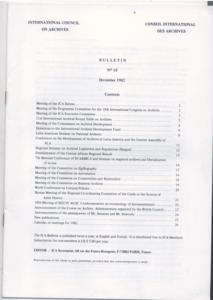 International Council on Archives : Couseil International des Archives; Bulletin, N° 19, December...