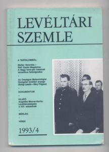 Levéltári Szemle - Archivzeitschrift. Heft 4 / 1993.