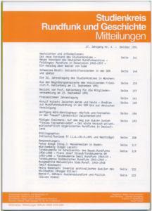 Studienkreis Rundfunk und Geschichte : Mitteilungen; 17 Jg (1991)., Nr.4.