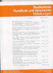 Studienkreis Rundfunk und Geschichte : Mitteilungen; 17 Jg (1991)., Nr. 1.