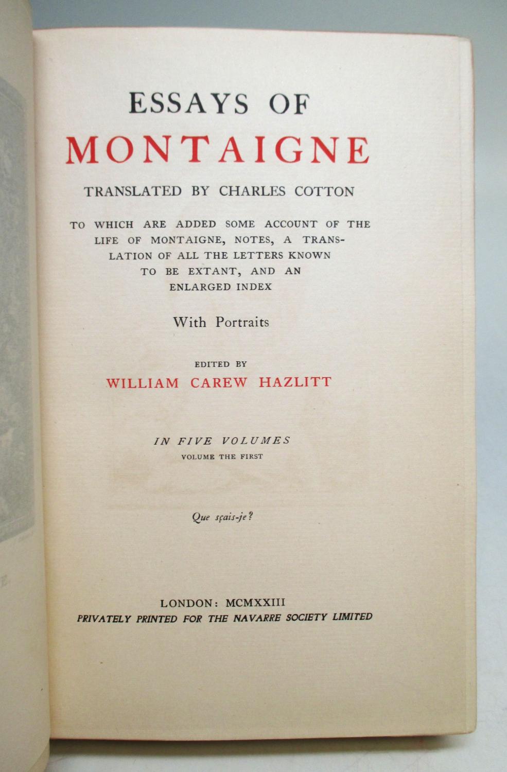 Essays of Montaigne, in 10 vols. | Online Library of Liberty