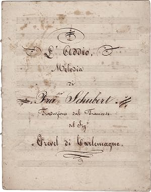 L?Addio. Melodia. Traduzione dal francese del sig. Crevel di Carlemagne [Manoscritto musicale, XI...