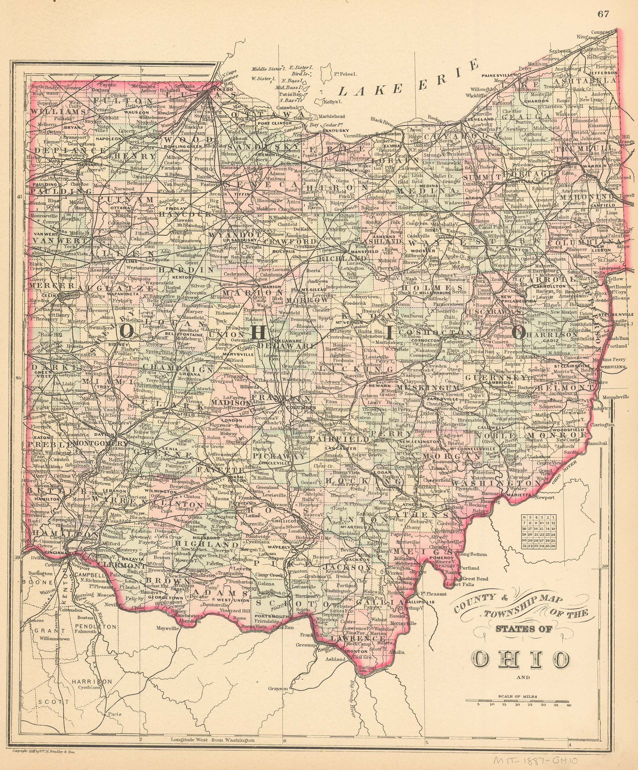 County & Township Map of the States of Ohio Barnebys
