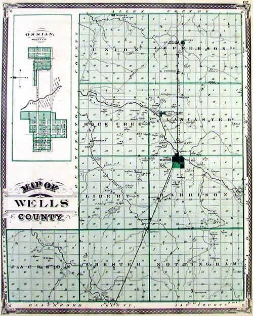 Map of Wells County, Indiana (1876) Map Art Source International Inc.