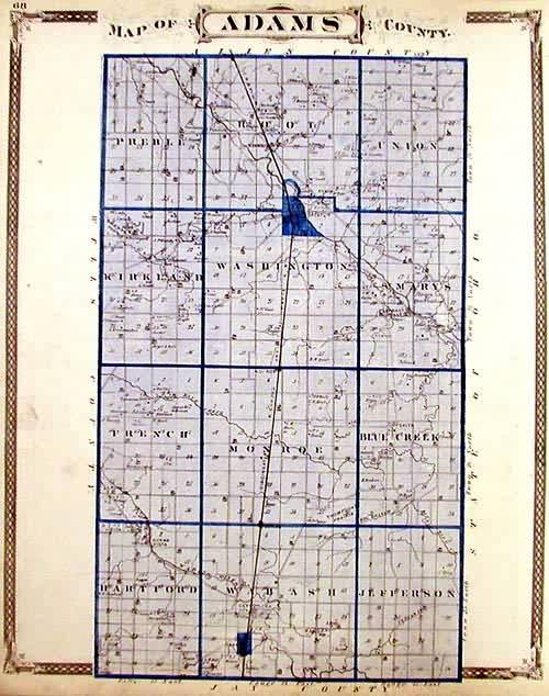 Map of Adams County, Indiana (1876) Map Art Source International Inc.