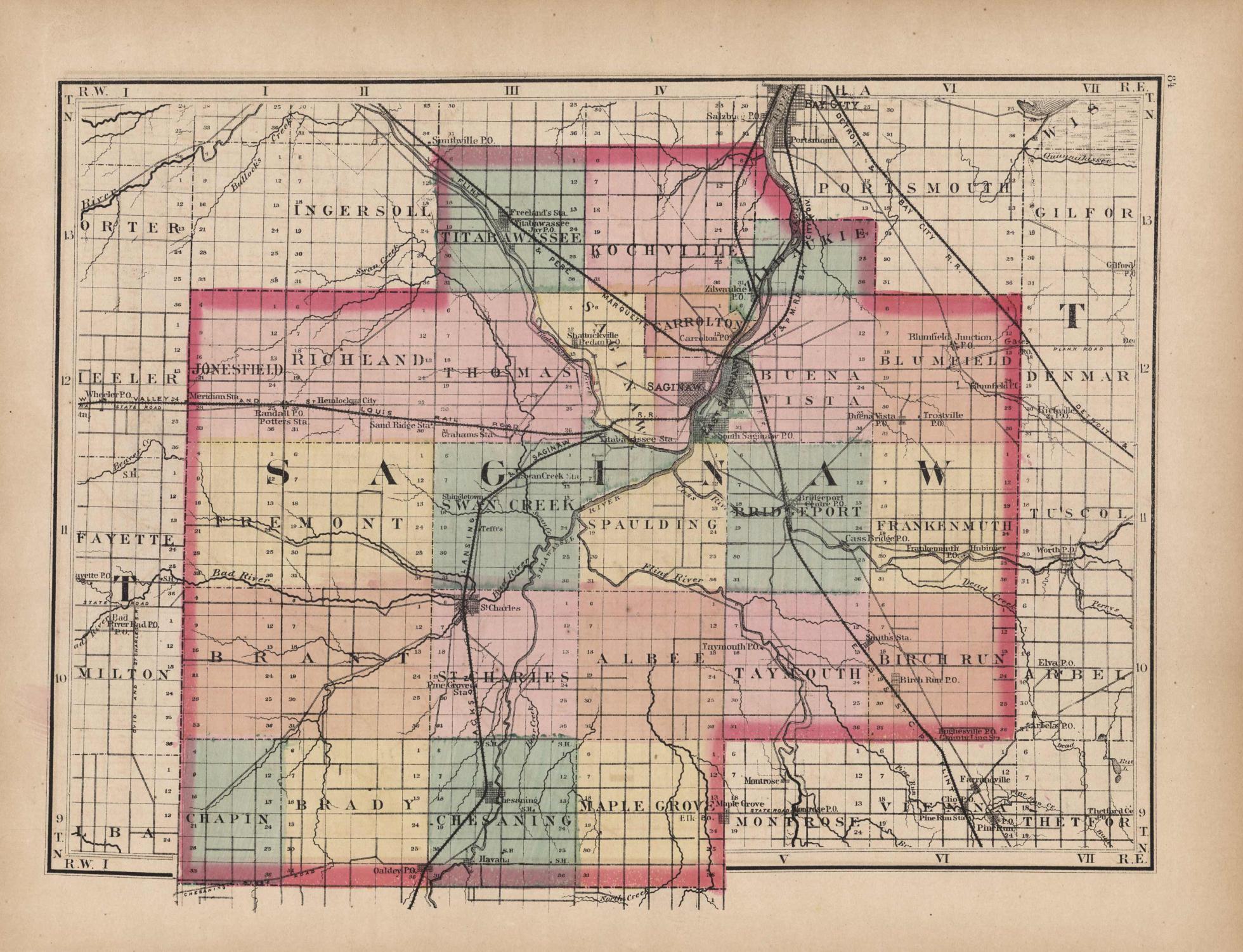 Saginaw County, Michigan (1873) Map Art Source International Inc.