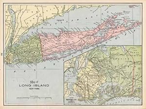 Map of Long Island, New York with inset Map of Brooklyn: (1894) Map