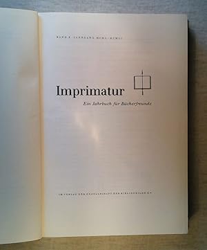 Imprimatur. Ein Jahrbuch für Bücherfreunde, Band X. Jahrgang 1951.