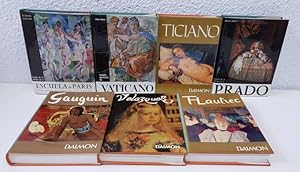 LOTE DE 7 LIBROS DE PINTURA DAIMON: TICIANO, TESORO DEL PRADO, VATICANO, ESCUELA DE PARÍS, VELAZQ...