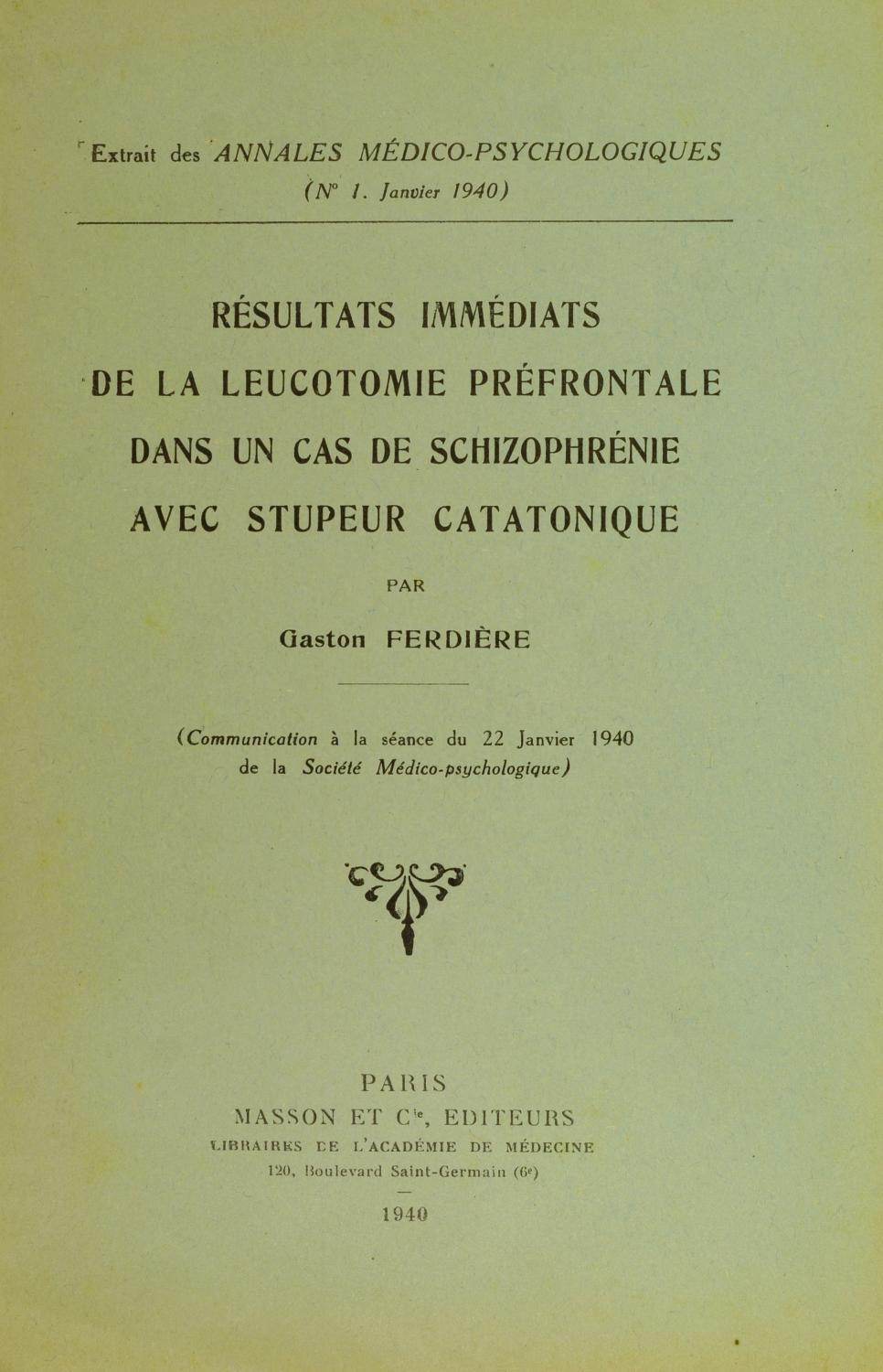 Résultats Immédiats De La Leucotomie - 