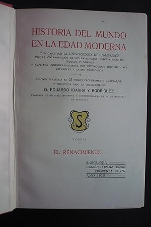 EL RENACIMIENTO 2 VOL. HISTORIA DEL MUNDO EN LA EDAD MODERNA T. I Y II.