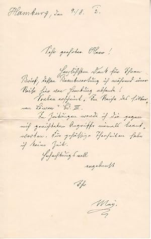 (1842-1912): Eigenh. Brief m. U. ("May").