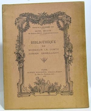 Bibliothèque de Monsieur le comte Adrien Deseilligny - (vente du 14novembre 1933 - hotel Drouot)