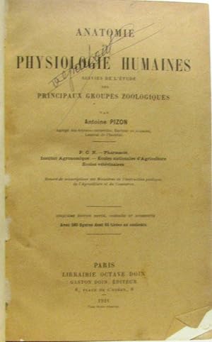 Anatomie et physiologie humaines suivies de l'etude des principaux groupes zoologiques