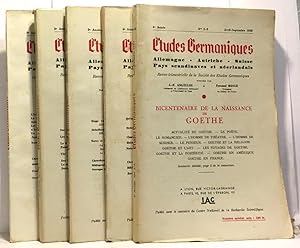 Etudes germaniques n°9, 10-11, 12, 13, 14-15 --- 5 volumes 3e année 1948 n°1-2-3-4 + 4e année 194...