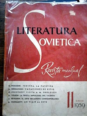 Literatura Soviética Revista mensual, n° 11: pogodin, yolkin, mariamov & others