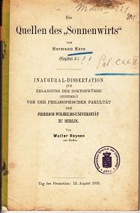 Die Quellen des "Sonnenwirts" von Hermann Kurz (Kapitel 3.)