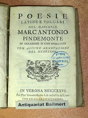 Poesie latine e volgari del Marc' Antonio Pindemonte in occasione d' uno sposalizio con alcune an...