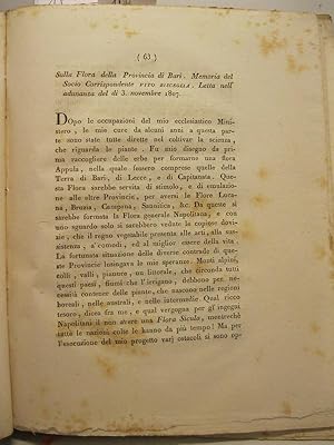 Sulla flora della provincia di Bari. Memoria.