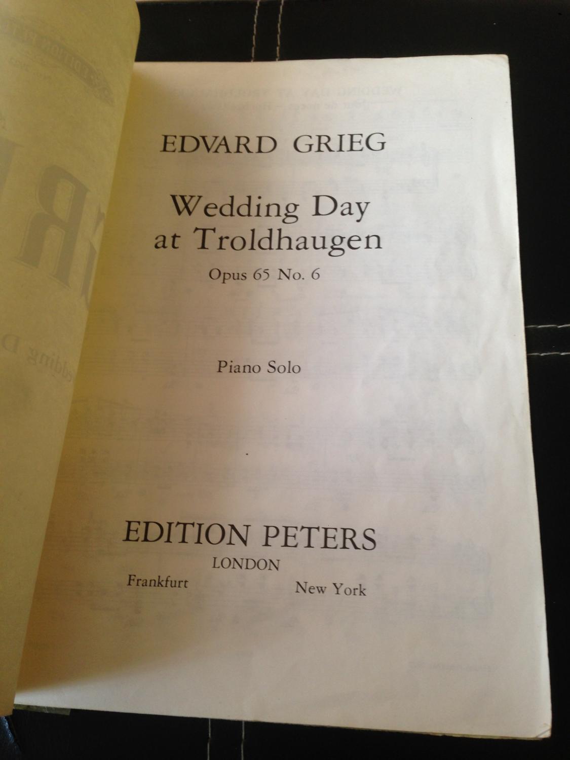 Wedding Day At Troldhaugen Op 65 No 6 Sheet Music by Grieg