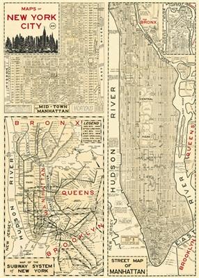 Cavallini & Co. New York City Map Poster Wrapping Paper Sheet