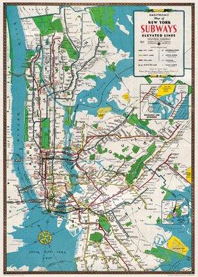 Cavallini Decorative Paper - New York City Subway Map 20"x28" Sheet