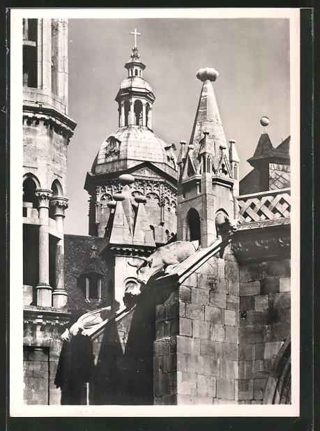 Foto-Ansichtskarte Deutscher Kunstverlag, Berlin, Nr. 11: Naumburg, Dom, Strebepfeiler und Wasserspeier am Westchor