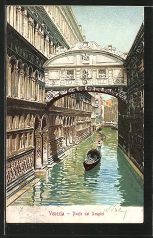 Cartolina Venezia, Pont dei Sospiri, Gondel