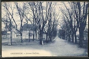 Carte postale Griesheim, l'avenue Galliéni en hiver