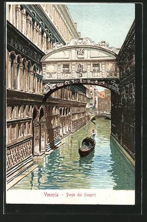 Cartolina Venezia, Ponte dei Sospiri, Gondel