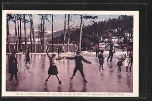 Carte postale Peira-Cava, Schlittschuh-Läufer, la Patinoire de l'Hotel Truchi