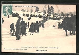 Carte postale Gérardmer, La Grande Semaine d'Hiver, Arrivée de Bobsleigh, Winterpartie avec Schli...