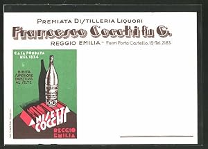 Cartolina Reggio Emilia, Reklame für Distilleria Liquori Francesco Cocchitu, Fuori Porta Castello