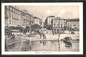 Cartolina Como, Strassenbahn auf der Piazza Cavour