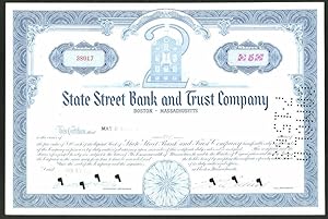 Aktie von State Street Bank and Trust Company, Boston 1963, 5 Anteile, Stadthaus und Ornamente