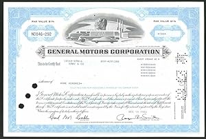Aktie von General Motors Corporation, Delaware 1983, 100 Anteile, Eisenbahn, Lastwagen, Auto mit ...