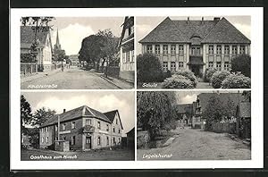 Ansichtskarte Legelshurst, Gasthaus zum Hirsch, Hauptrasse, Schule