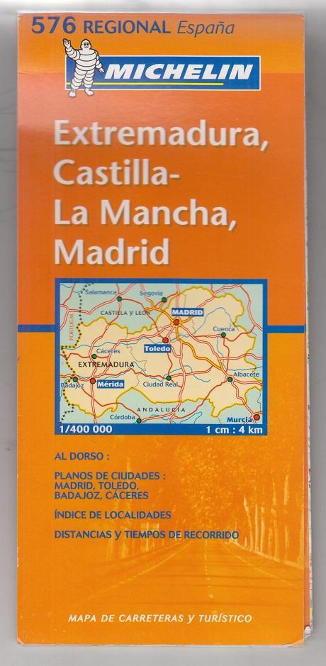 Extremadura, Castilla - La Mancha, Madrid. Nummer 576. Spanien. Kolorierte Landkarte / Karte. - Michelin