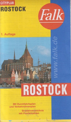 Falk Cityplan Rostock Faltkarte auf Papier.