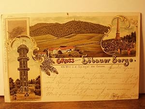 Sieges-Denkmal. König-Friedrich-August-Thurm. Gruss vom Löbauer Berge. Mehrbildkarte.