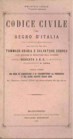 Codice Civile del Regno d'Italia con commenti e raffronti colle leggi romane, francesi, austriach...