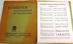 Schriften aus Glockenmetall für die Vergoldepresse. Gießener Stempel- und Farben-Fabrik Joseph Kr...