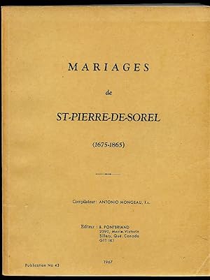 Catholic Marriages Mariages St Pierre De Sorel 1675 - 1865