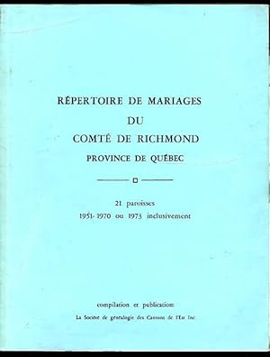 Richmond County Catholic Marriages Beginning to 1951-1973